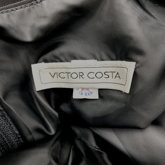 Victor Costa VTG 1980s Designer Black Cocktail Dress 3D Petal Puff Sleeves Sz 8 - Picture 5 of 9